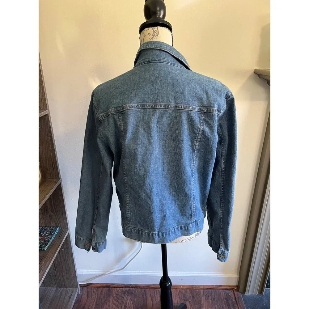 Faded Glory Button Down Classic Trucker Jean Jacket Large Stretch Classic - Picture 4 of 9